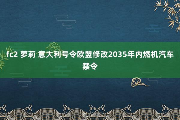 fc2 萝莉 意大利号令欧盟修改2035年内燃机汽车禁令