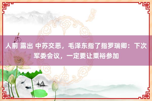 人前 露出 中苏交恶，毛泽东指了指罗瑞卿：下次军委会议，一定要让粟裕参加