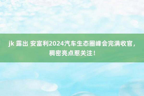 jk 露出 安富利2024汽车生态圈峰会完满收官，稠密亮点惹关注！