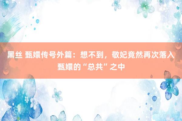 黑丝 甄嬛传号外篇：想不到，敬妃竟然再次落入甄嬛的“总共”之中