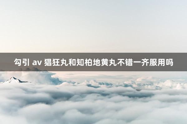 勾引 av 猖狂丸和知柏地黄丸不错一齐服用吗