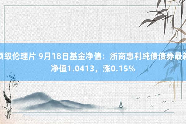 顶级伦理片 9月18日基金净值：浙商惠利纯债债券最新净值1.0413，涨0.15%