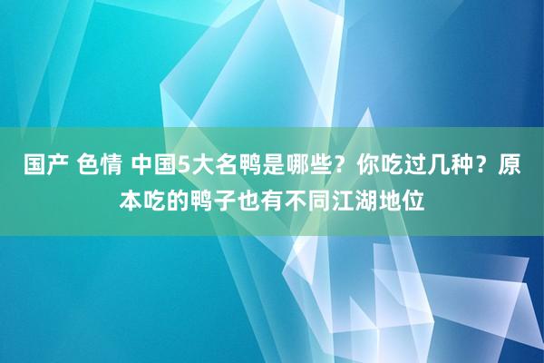 国产 色情 中国5大名鸭是哪些？你吃过几种？原本吃的鸭子也有不同江湖地位