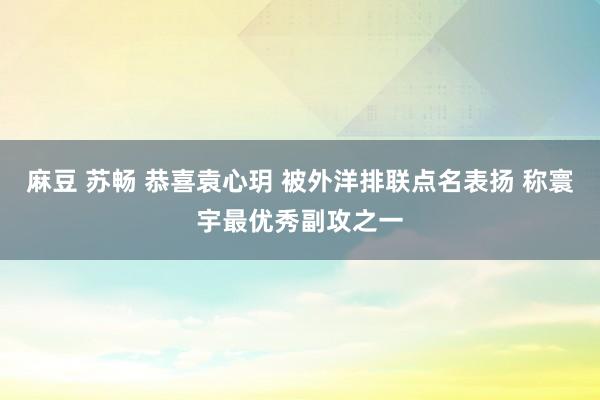 麻豆 苏畅 恭喜袁心玥 被外洋排联点名表扬 称寰宇最优秀副攻之一