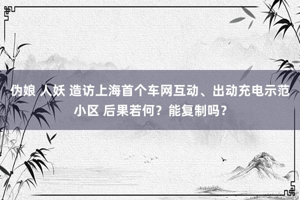 伪娘 人妖 造访上海首个车网互动、出动充电示范小区 后果若何？能复制吗？