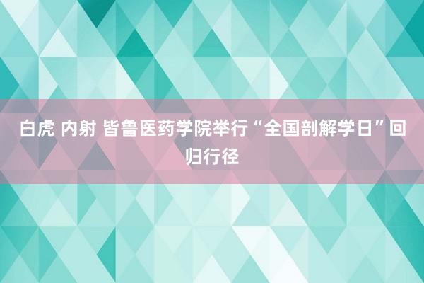 白虎 内射 皆鲁医药学院举行“全国剖解学日”回归行径