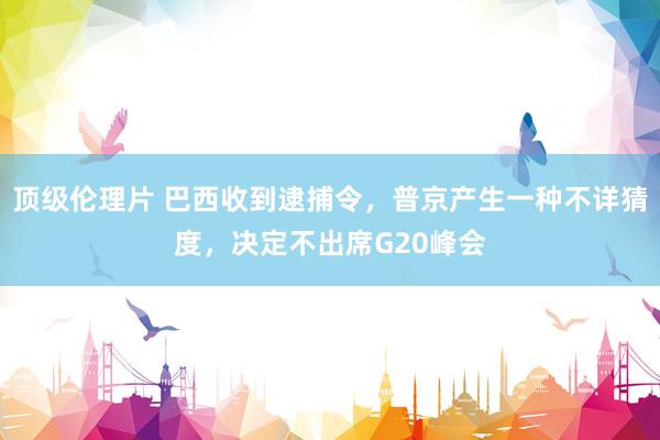 顶级伦理片 巴西收到逮捕令，普京产生一种不详猜度，决定不出席G20峰会