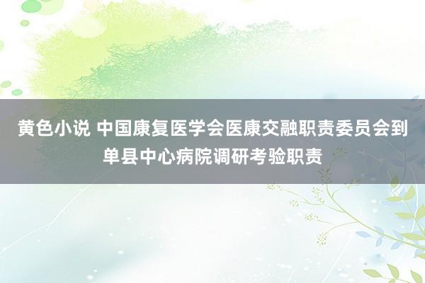 黄色小说 中国康复医学会医康交融职责委员会到单县中心病院调研考验职责