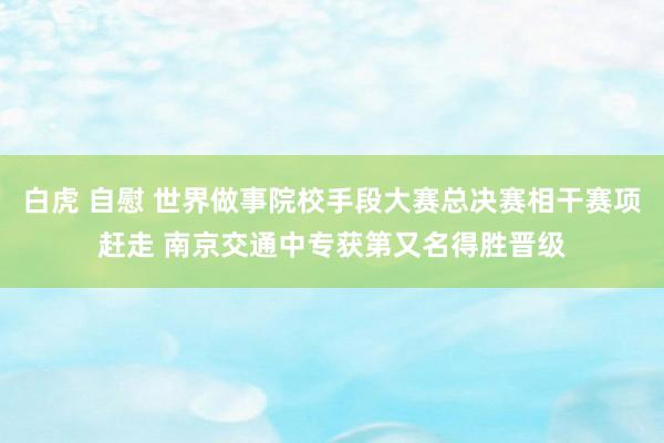 白虎 自慰 世界做事院校手段大赛总决赛相干赛项赶走 南京交通中专获第又名得胜晋级