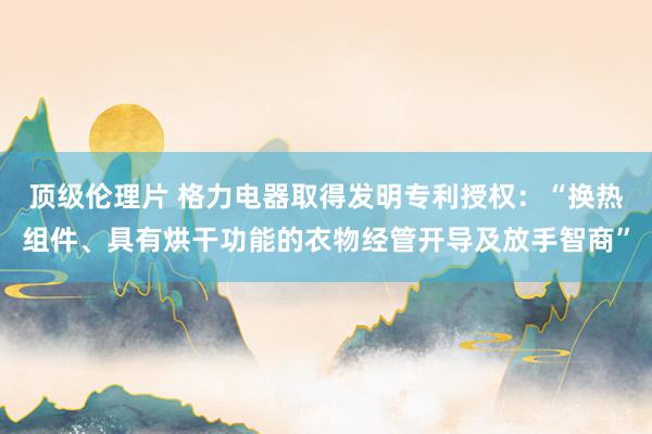 顶级伦理片 格力电器取得发明专利授权：“换热组件、具有烘干功能的衣物经管开导及放手智商”