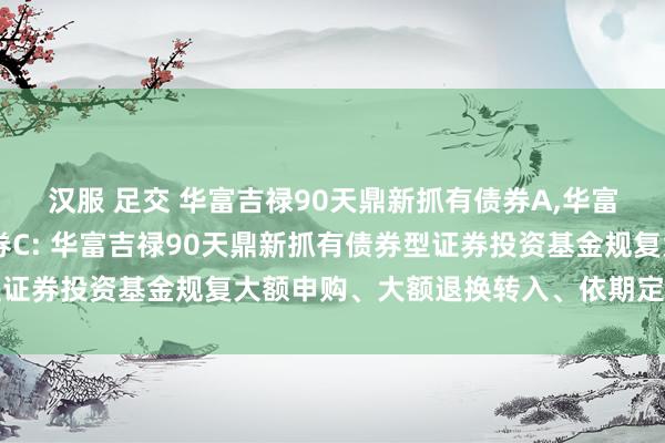 汉服 足交 华富吉禄90天鼎新抓有债券A，华富吉禄90天鼎新抓有债券C: 华富吉禄90天鼎新抓有债券型证券投资基金规复大额申购、大额退换转入、依期定额投资公告