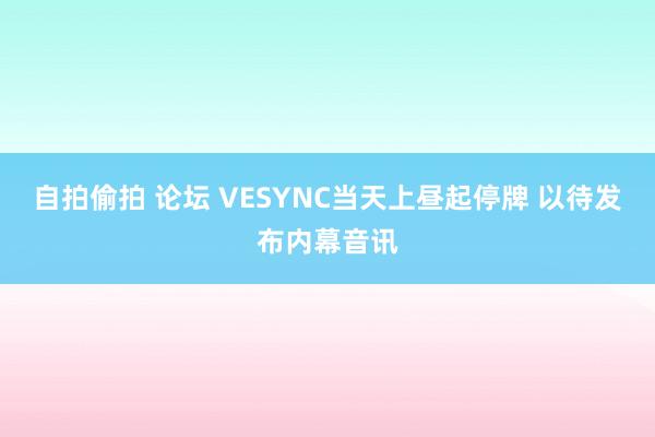 自拍偷拍 论坛 VESYNC当天上昼起停牌 以待发布内幕音讯