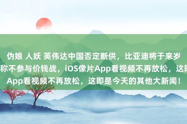 伪娘 人妖 英伟达中国否定断供，比亚迪将于来岁在欧洲坐褥电车，蔚来称不参与价钱战，iOS像片App看视频不再放松，这即是今天的其他大新闻！