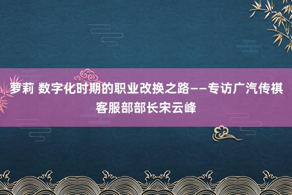 萝莉 数字化时期的职业改换之路——专访广汽传祺客服部部长宋云峰