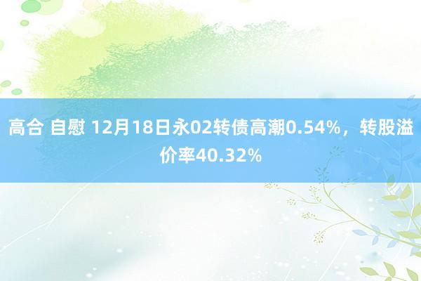 高合 自慰 12月18日永02转债高潮0.54%，转股溢价率40.32%