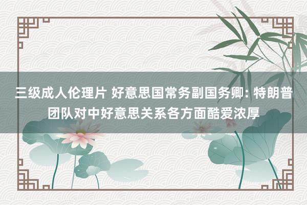 三级成人伦理片 好意思国常务副国务卿: 特朗普团队对中好意思关系各方面酷爱浓厚