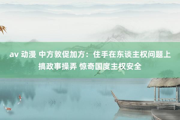 av 动漫 中方敦促加方：住手在东谈主权问题上搞政事操弄 惊奇国度主权安全