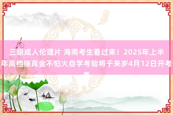 三级成人伦理片 海南考生看过来！2025年上半年高档锤真金不怕火自学考验将于来岁4月12日开考