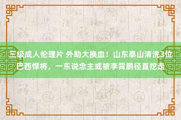 三级成人伦理片 外助大换血！山东泰山清洗3位巴西悍将，一东说念主或被李霄鹏径直挖走